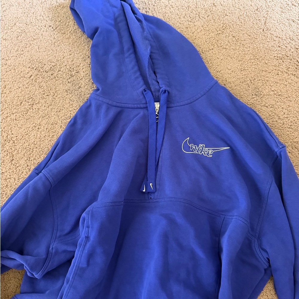 Nike Blue Pullover Hoodie with White Swoosh